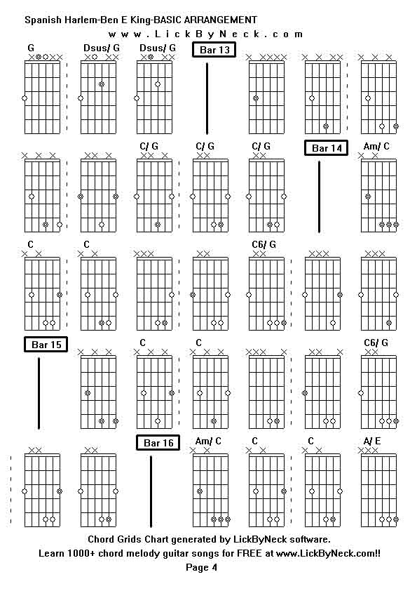 Chord Grids Chart of chord melody fingerstyle guitar song-Spanish Harlem-Ben E King-BASIC ARRANGEMENT,generated by LickByNeck software.